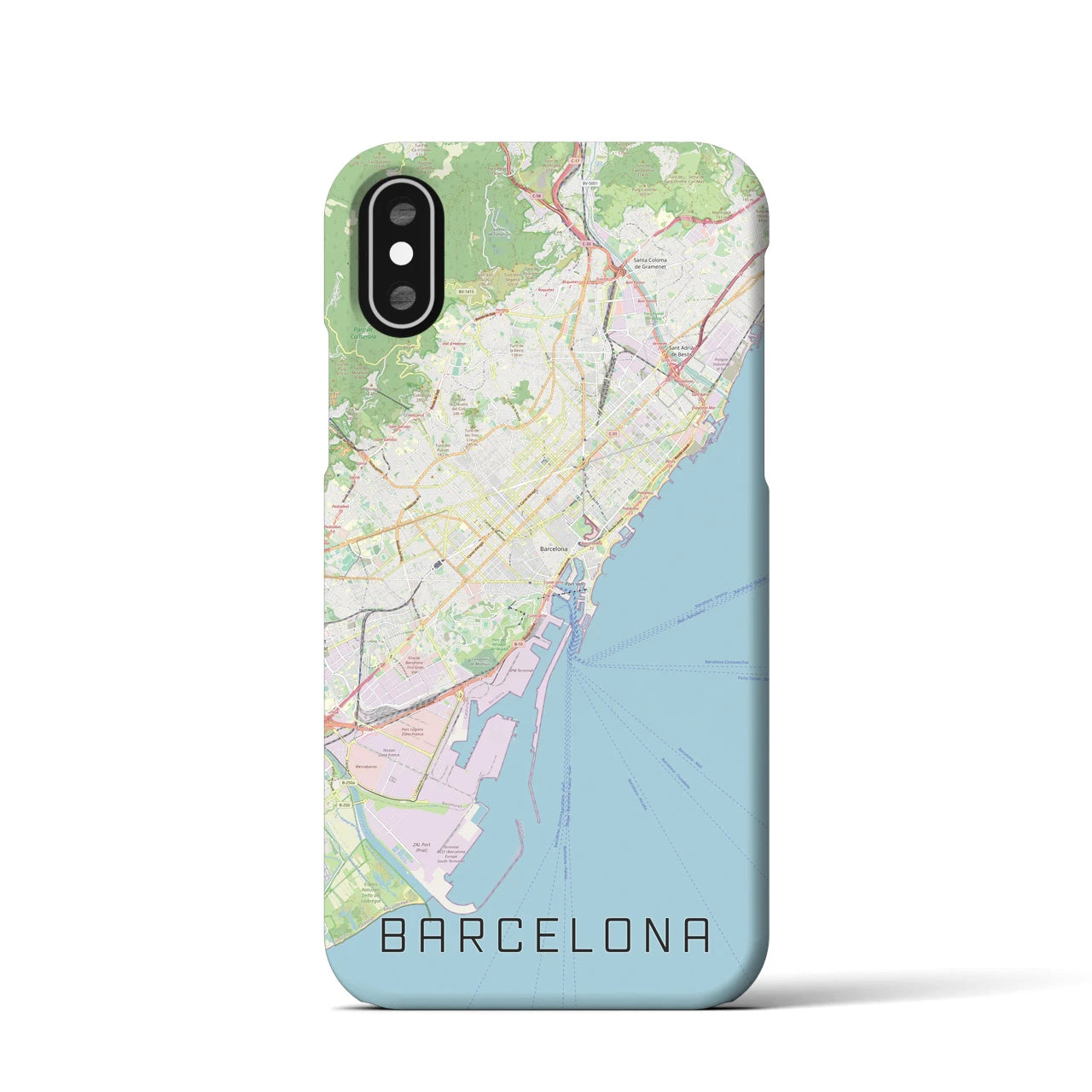 【バルセロナ】地図柄iPhoneケース（バックカバータイプ・ナチュラル）iPhone XS / X 用