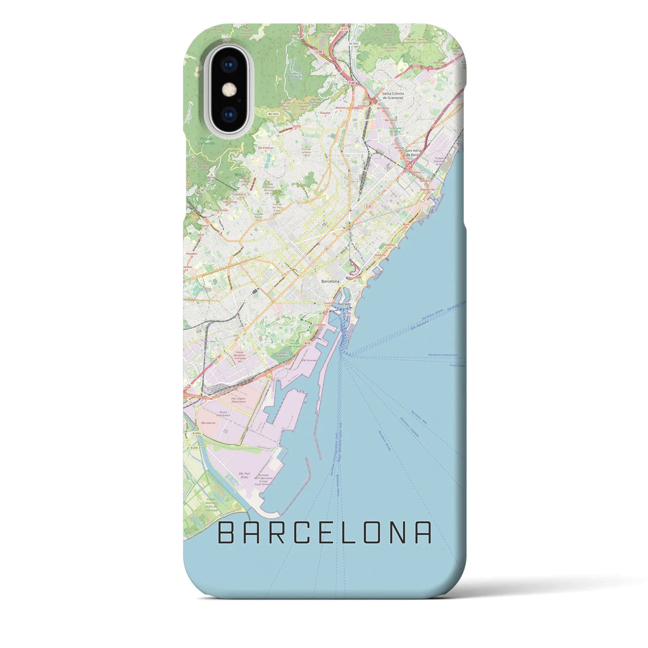 【バルセロナ】地図柄iPhoneケース（バックカバータイプ・ナチュラル）iPhone XS Max 用
