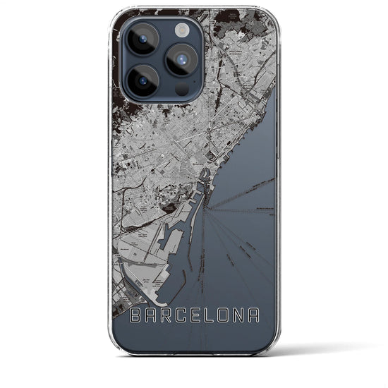 【バルセロナ】地図柄iPhoneケース（クリアタイプ・モノトーン）iPhone 15 Pro Max 用