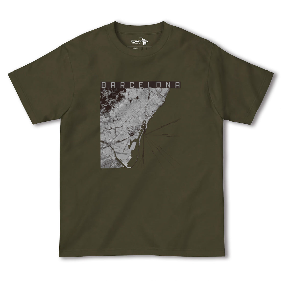 【バルセロナ(スペイン)】地図柄ヘビーウェイトTシャツ