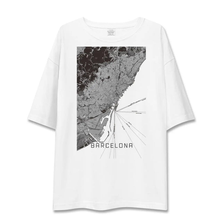 【バルセロナ（スペイン）】地図柄ビッグシルエットTシャツ