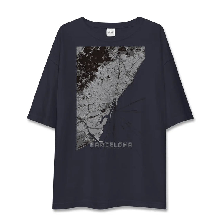 【バルセロナ（スペイン）】地図柄ビッグシルエットTシャツ