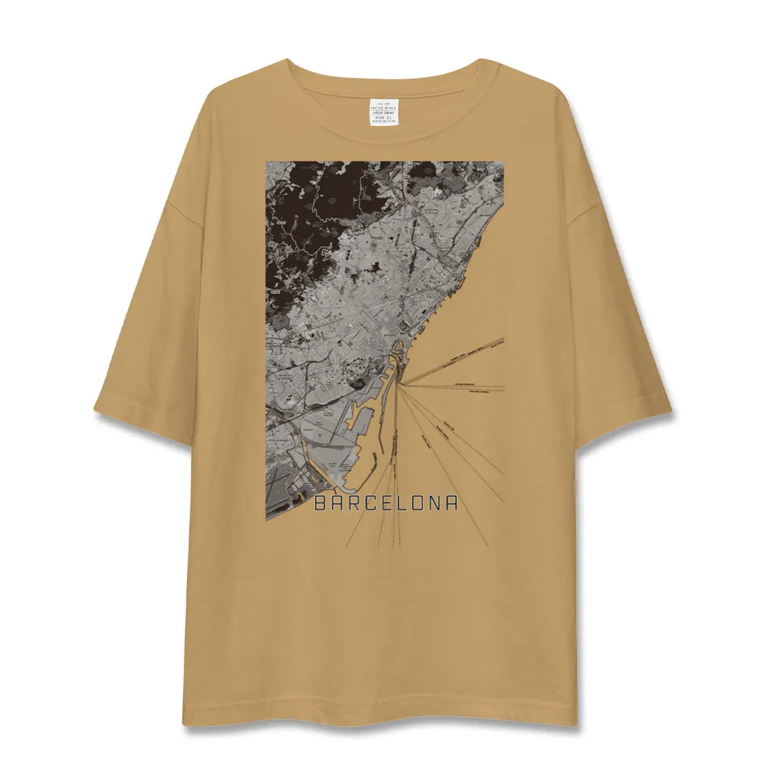 【バルセロナ(スペイン)】地図柄ビッグシルエットTシャツ