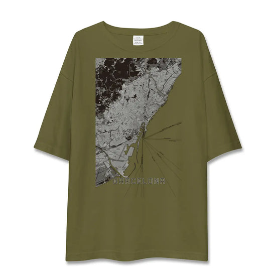 【バルセロナ（スペイン）】地図柄ビッグシルエットTシャツ