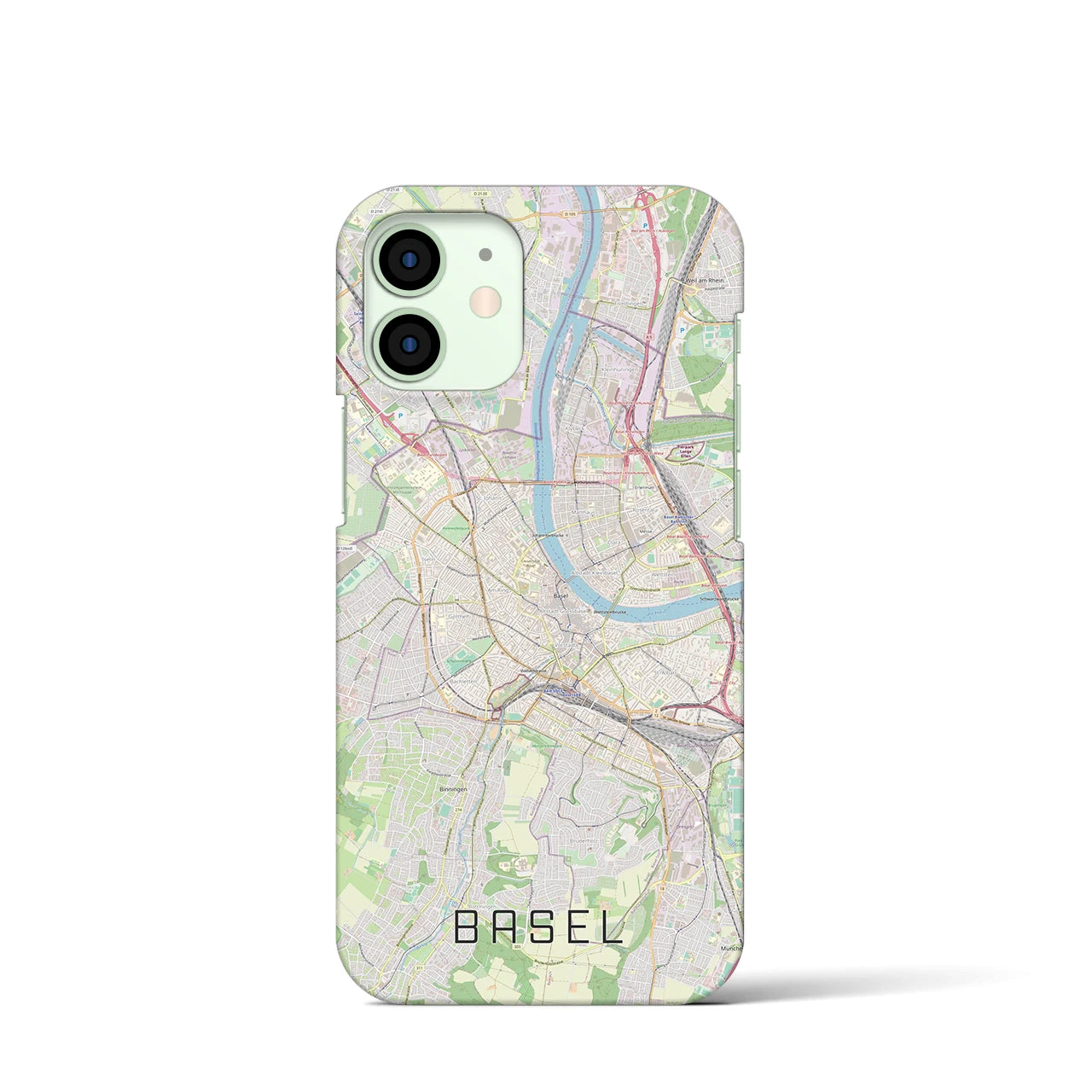 【バーゼル】地図柄iPhoneケース（バックカバータイプ・ナチュラル）iPhone 12 mini 用