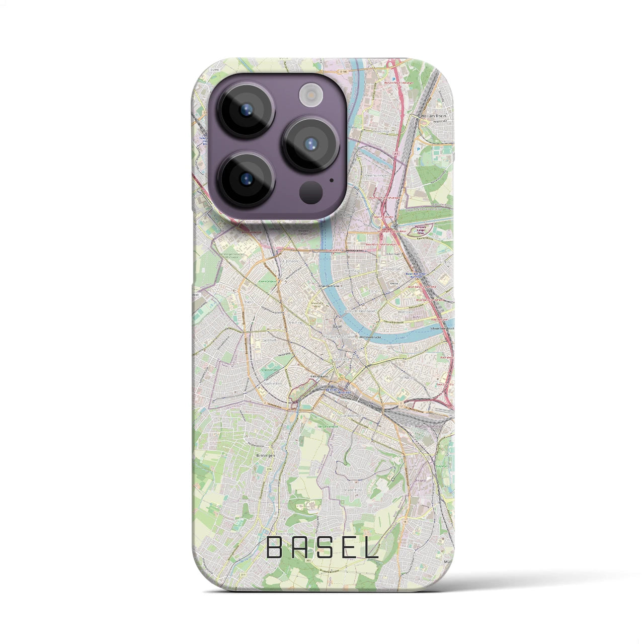 【バーゼル】地図柄iPhoneケース（バックカバータイプ・ナチュラル）iPhone 14 Pro 用
