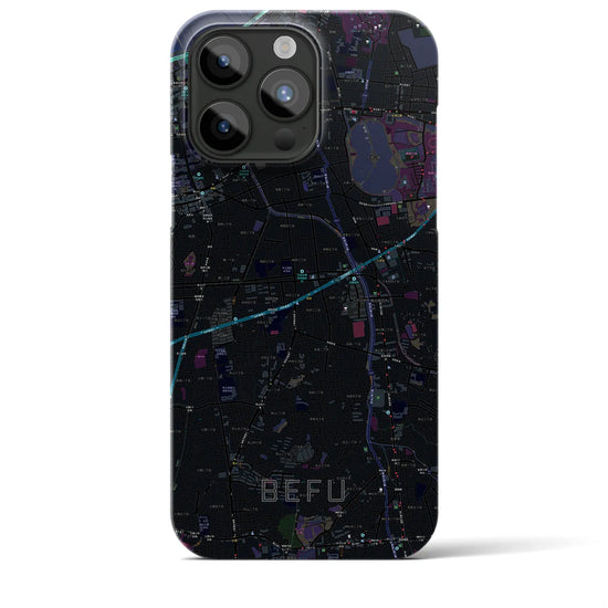 【別府（福岡県）】地図柄iPhoneケース（バックカバータイプ・ブラック）iPhone 15 Pro Max 用