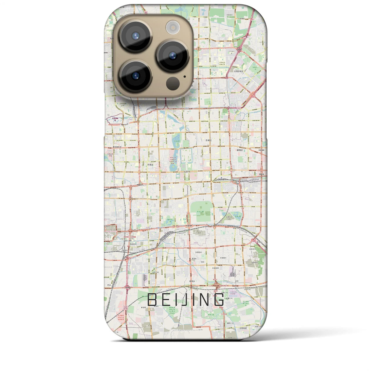 【北京】地図柄iPhoneケース（バックカバータイプ・ナチュラル）iPhone 14 Pro Max 用