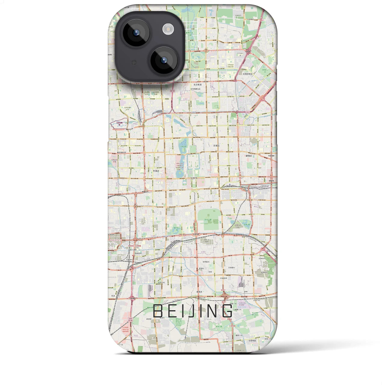 【北京】地図柄iPhoneケース（バックカバータイプ・ナチュラル）iPhone 14 Plus 用