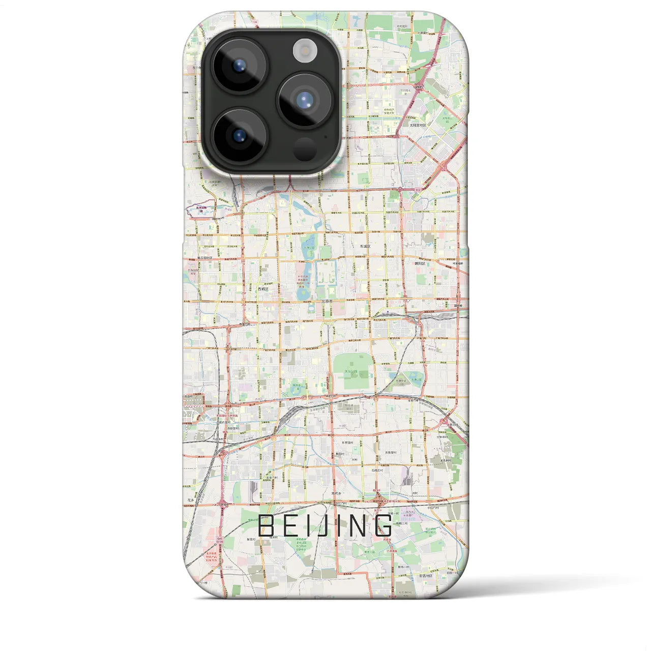 【北京】地図柄iPhoneケース（バックカバータイプ・ナチュラル）iPhone 15 Pro Max 用