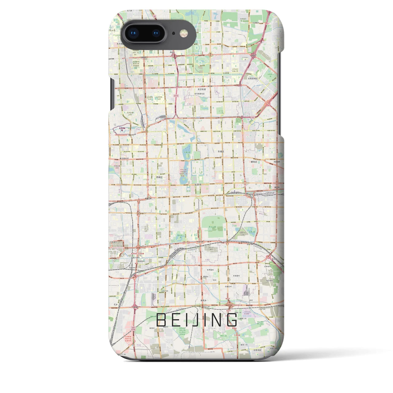 【北京】地図柄iPhoneケース（バックカバータイプ・ナチュラル）iPhone 8Plus /7Plus / 6sPlus / 6Plus 用