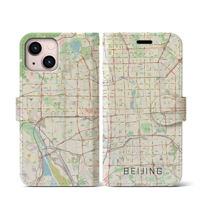 【北京（中華人民共和国）】地図柄iPhoneケース（手帳タイプ）ナチュラル・iPhone 13 mini 用