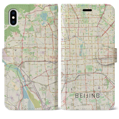 【北京（中華人民共和国）】地図柄iPhoneケース（手帳タイプ）ナチュラル・iPhone XS Max 用