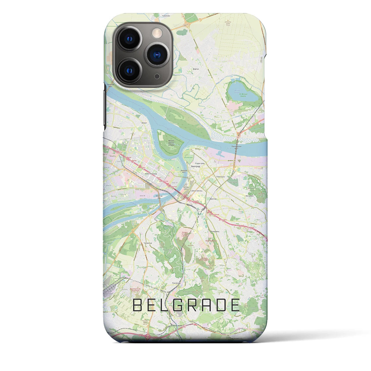 【ベオグラード】地図柄iPhoneケース（バックカバータイプ・ナチュラル）iPhone 11 Pro Max 用