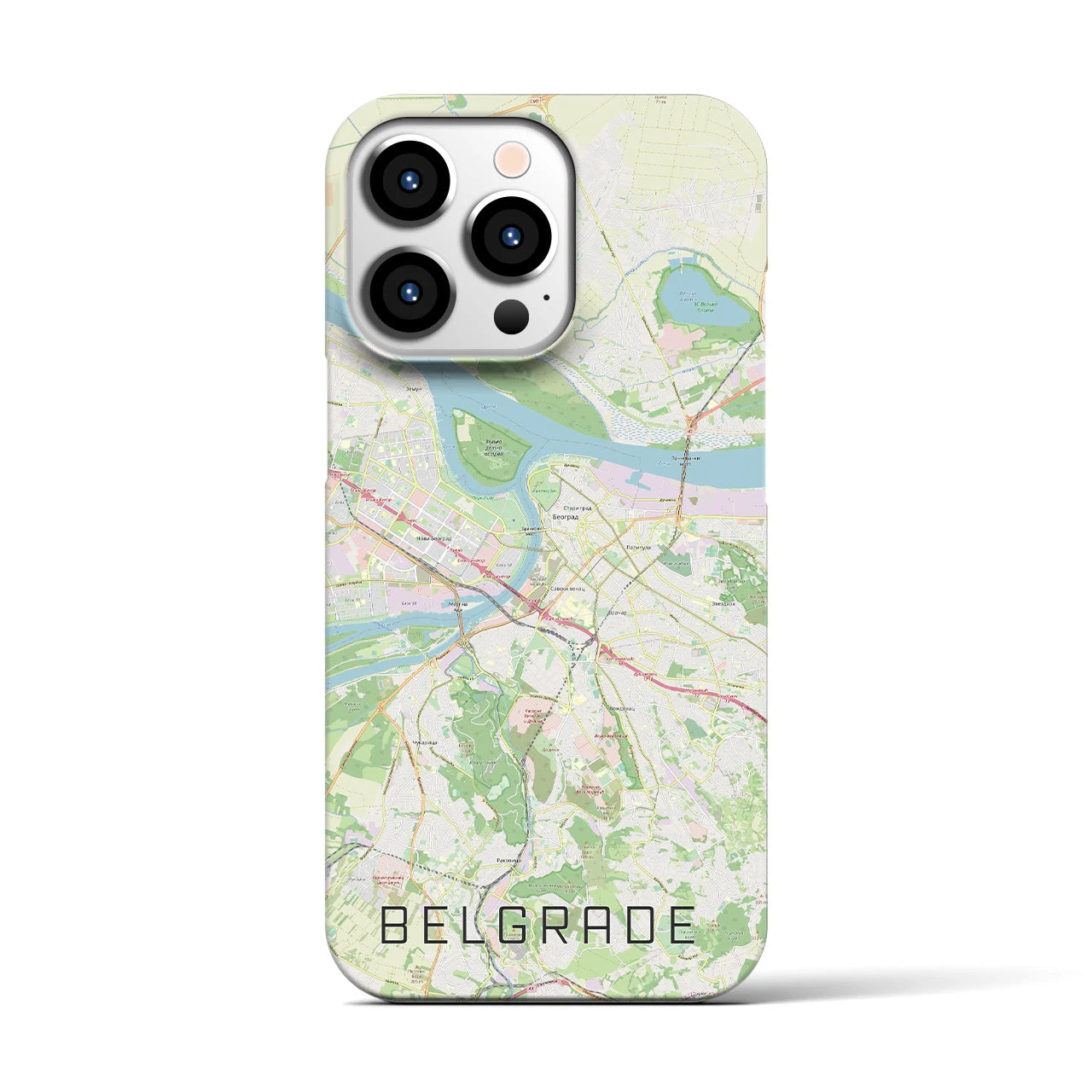 【ベオグラード】地図柄iPhoneケース（バックカバータイプ・ナチュラル）iPhone 13 Pro 用