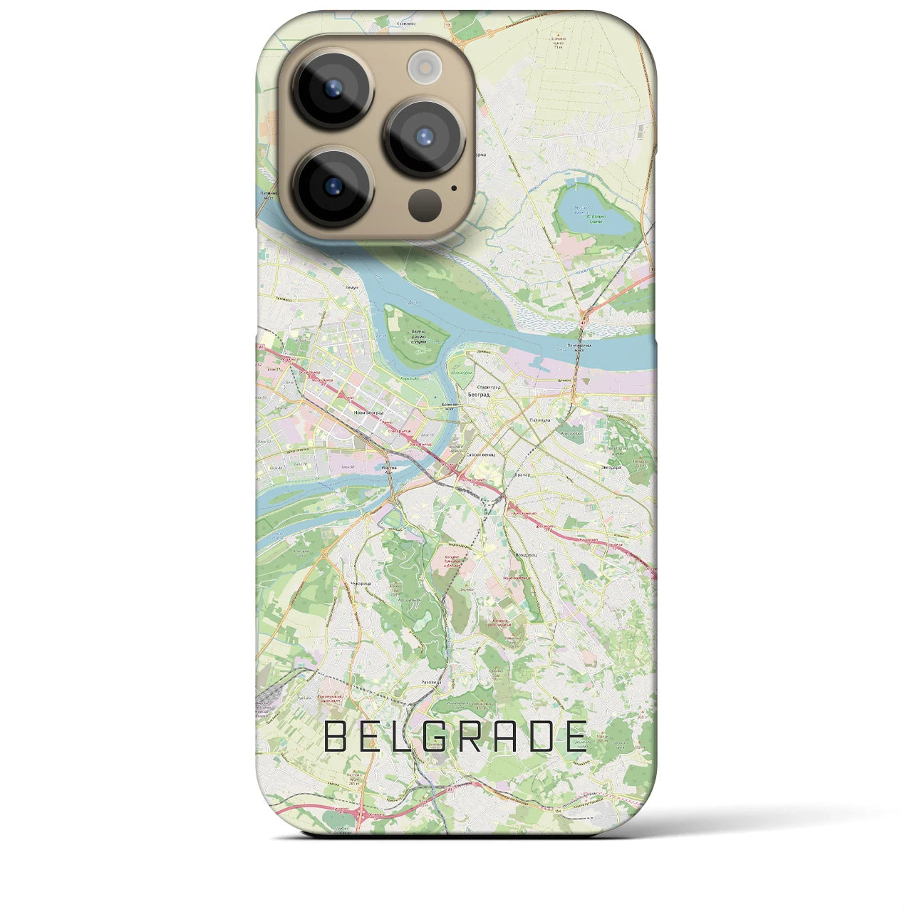 【ベオグラード】地図柄iPhoneケース（バックカバータイプ・ナチュラル）iPhone 14 Pro Max 用