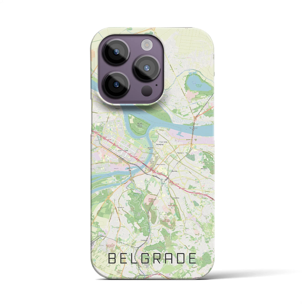 【ベオグラード】地図柄iPhoneケース（バックカバータイプ・ナチュラル）iPhone 14 Pro 用