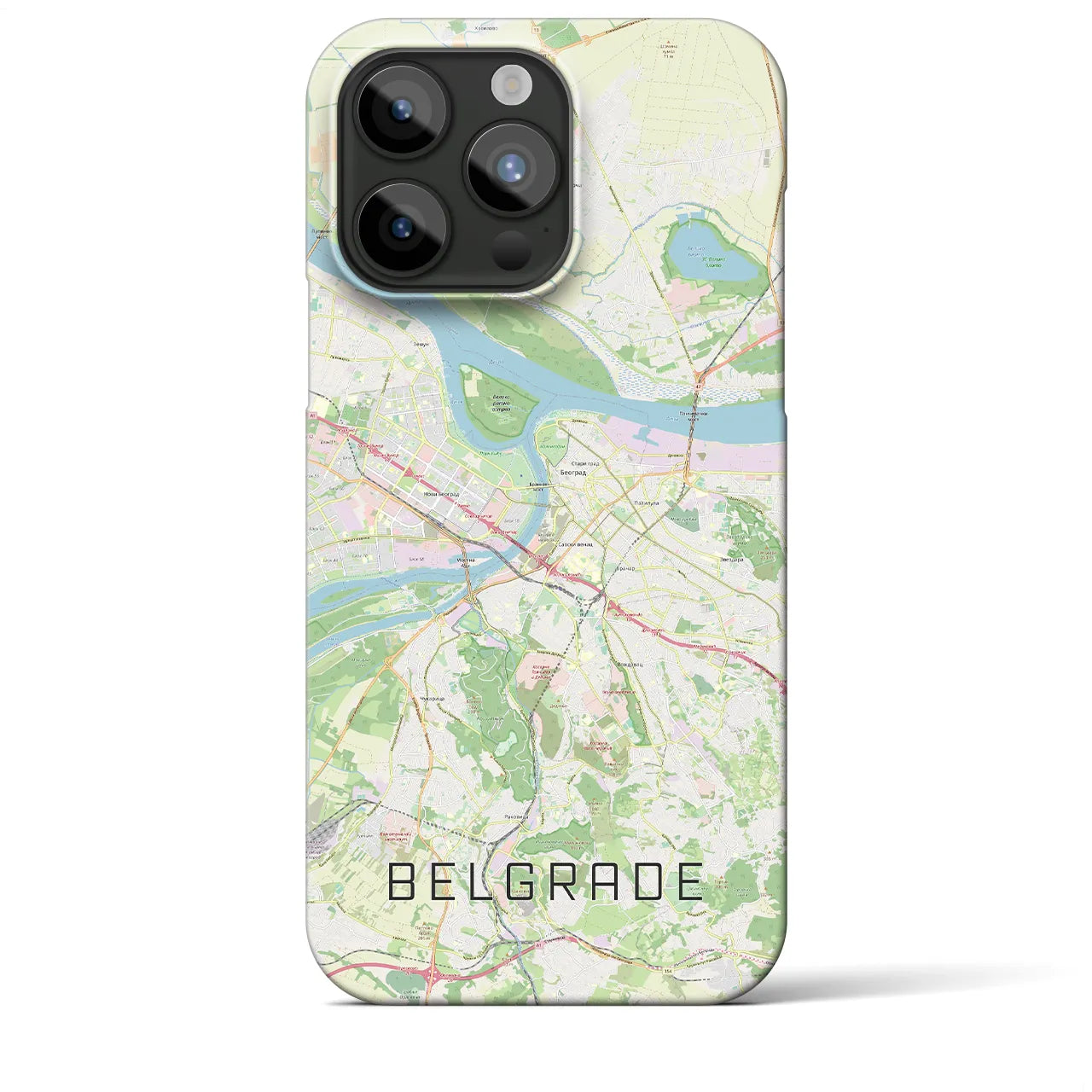 【ベオグラード】地図柄iPhoneケース（バックカバータイプ・ナチュラル）iPhone 15 Pro Max 用