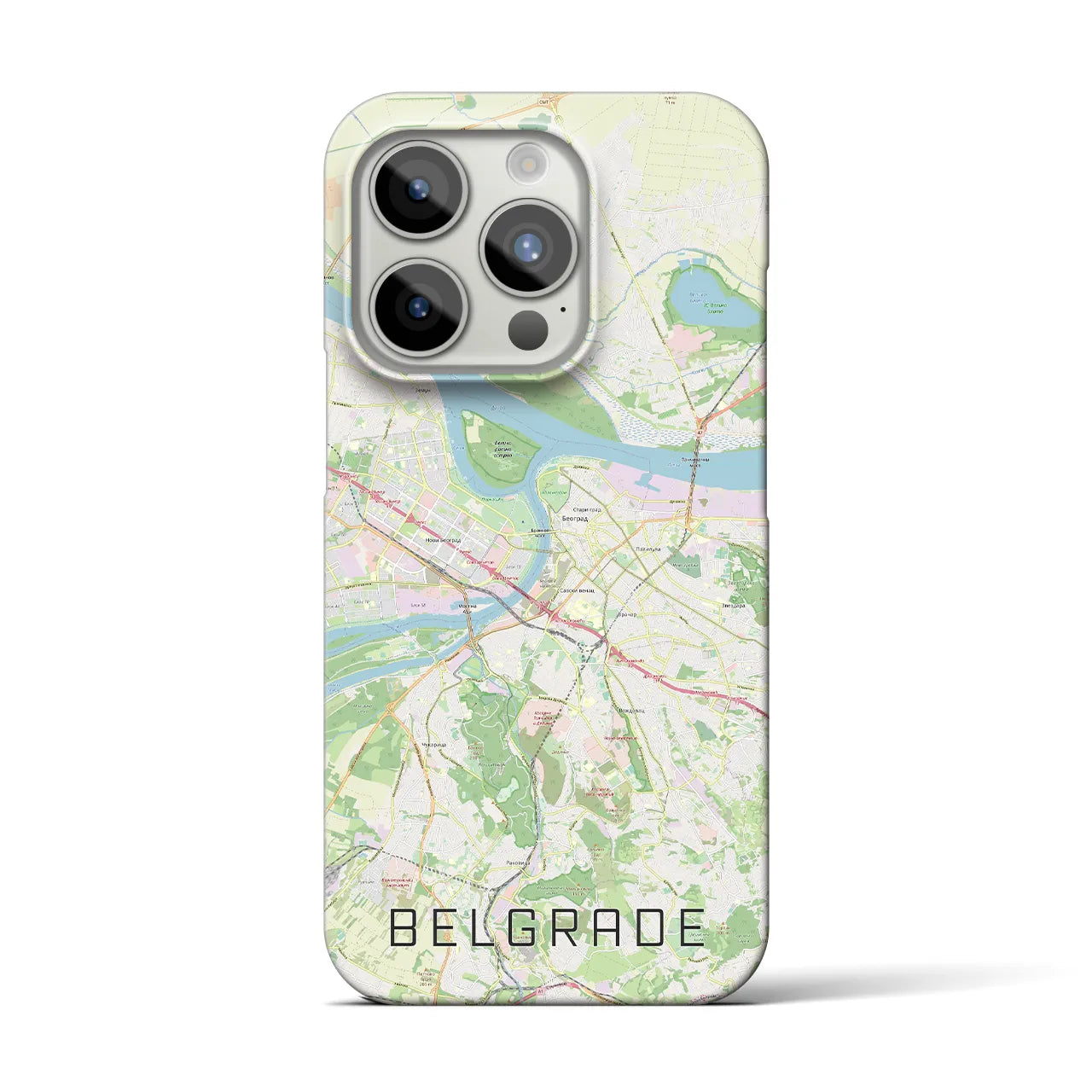【ベオグラード】地図柄iPhoneケース（バックカバータイプ・ナチュラル）iPhone 15 Pro 用