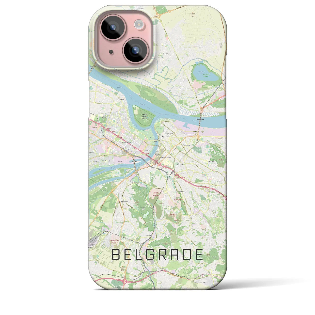 【ベオグラード】地図柄iPhoneケース（バックカバータイプ・ナチュラル）iPhone 15 Plus 用