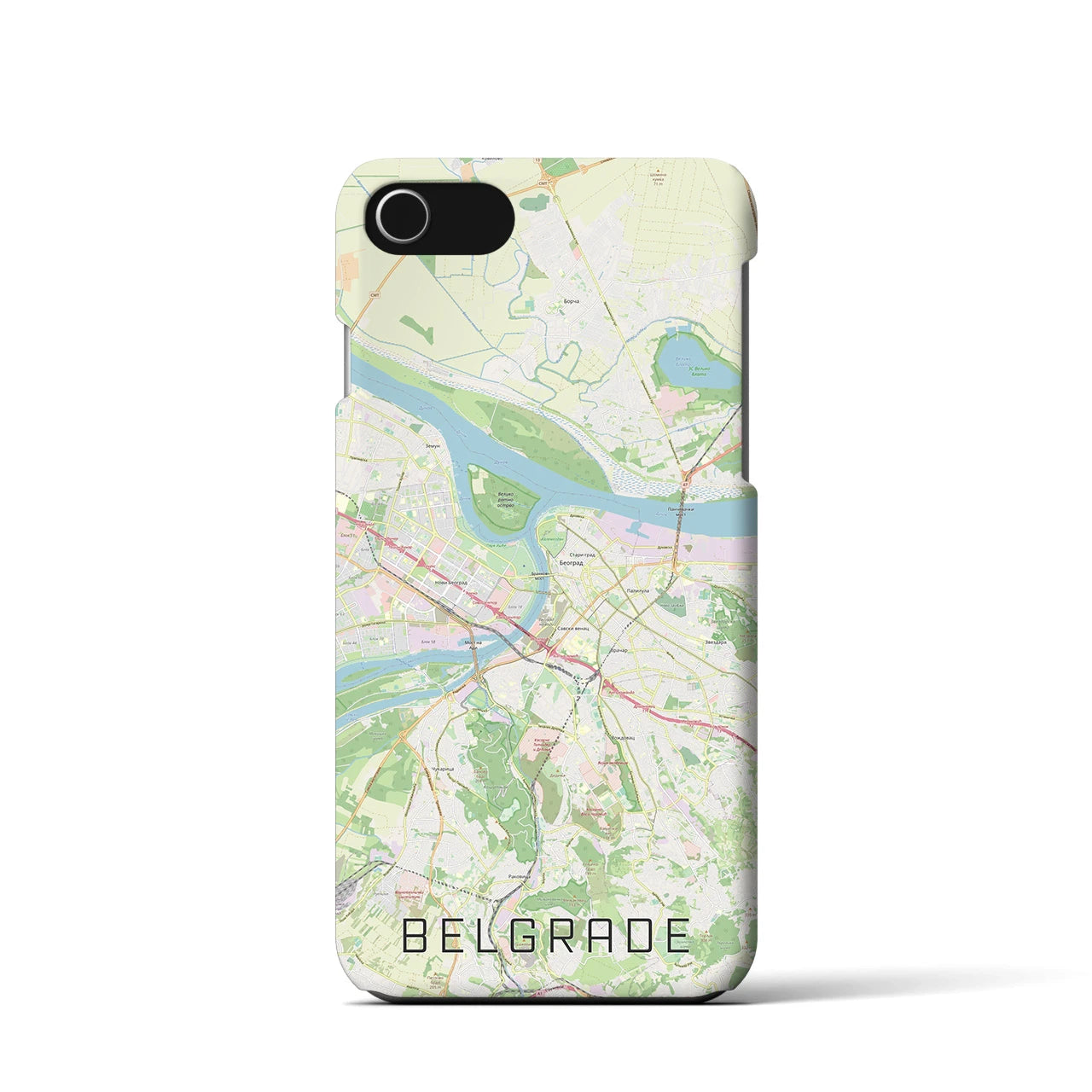 【ベオグラード】地図柄iPhoneケース（バックカバータイプ・ナチュラル）iPhone SE（第3 / 第2世代） / 8 / 7 / 6s / 6 用