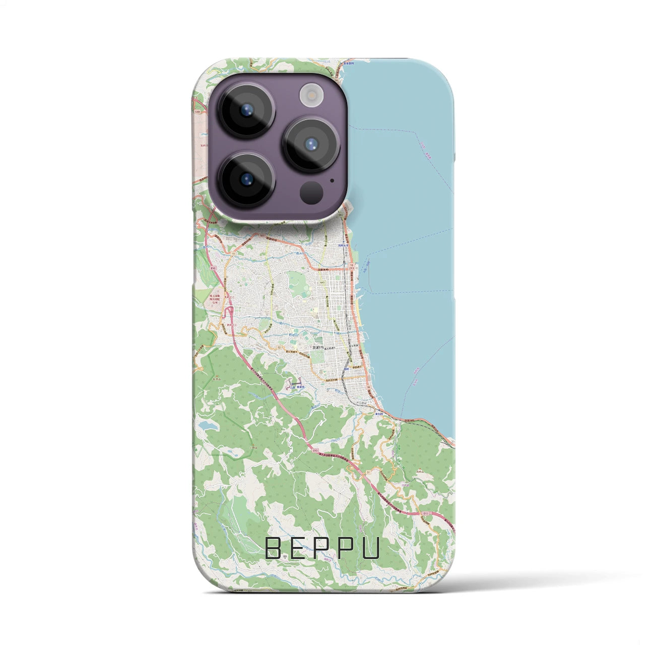 【別府】地図柄iPhoneケース（バックカバータイプ・ナチュラル）iPhone 14 Pro 用