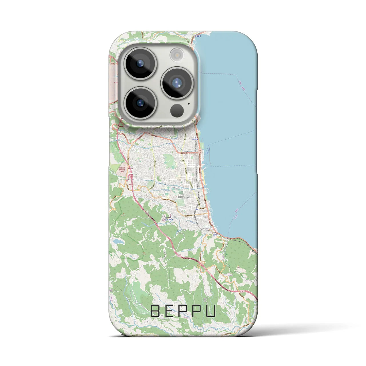 【別府】地図柄iPhoneケース（バックカバータイプ・ナチュラル）iPhone 15 Pro 用