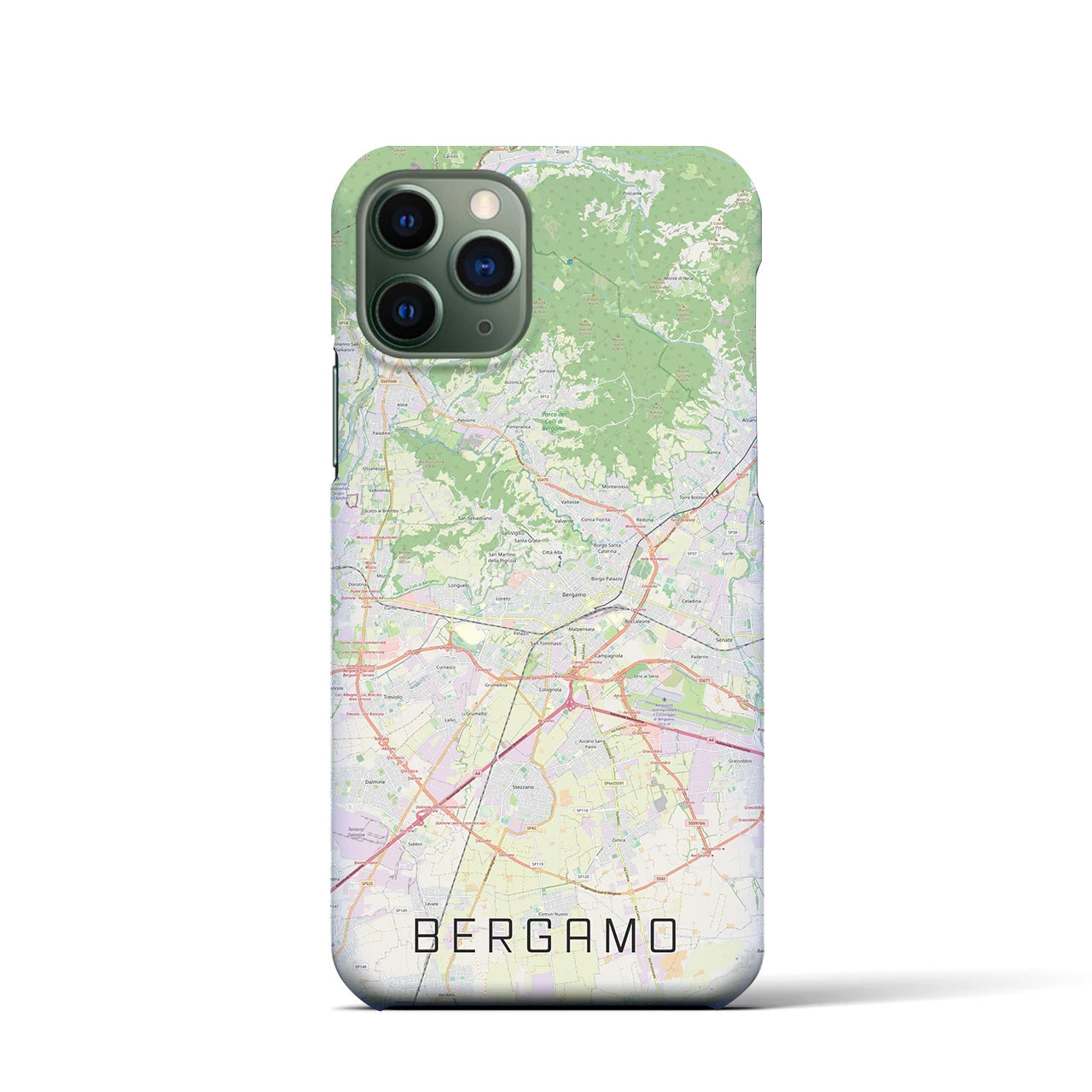 【ベルガモ】地図柄iPhoneケース（バックカバータイプ・ナチュラル）iPhone 11 Pro 用