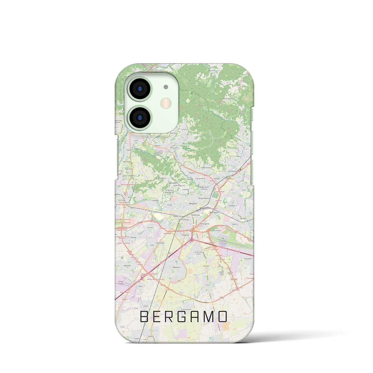 【ベルガモ】地図柄iPhoneケース（バックカバータイプ・ナチュラル）iPhone 12 mini 用