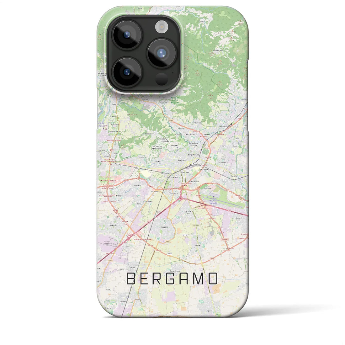【ベルガモ】地図柄iPhoneケース（バックカバータイプ・ナチュラル）iPhone 15 Pro Max 用