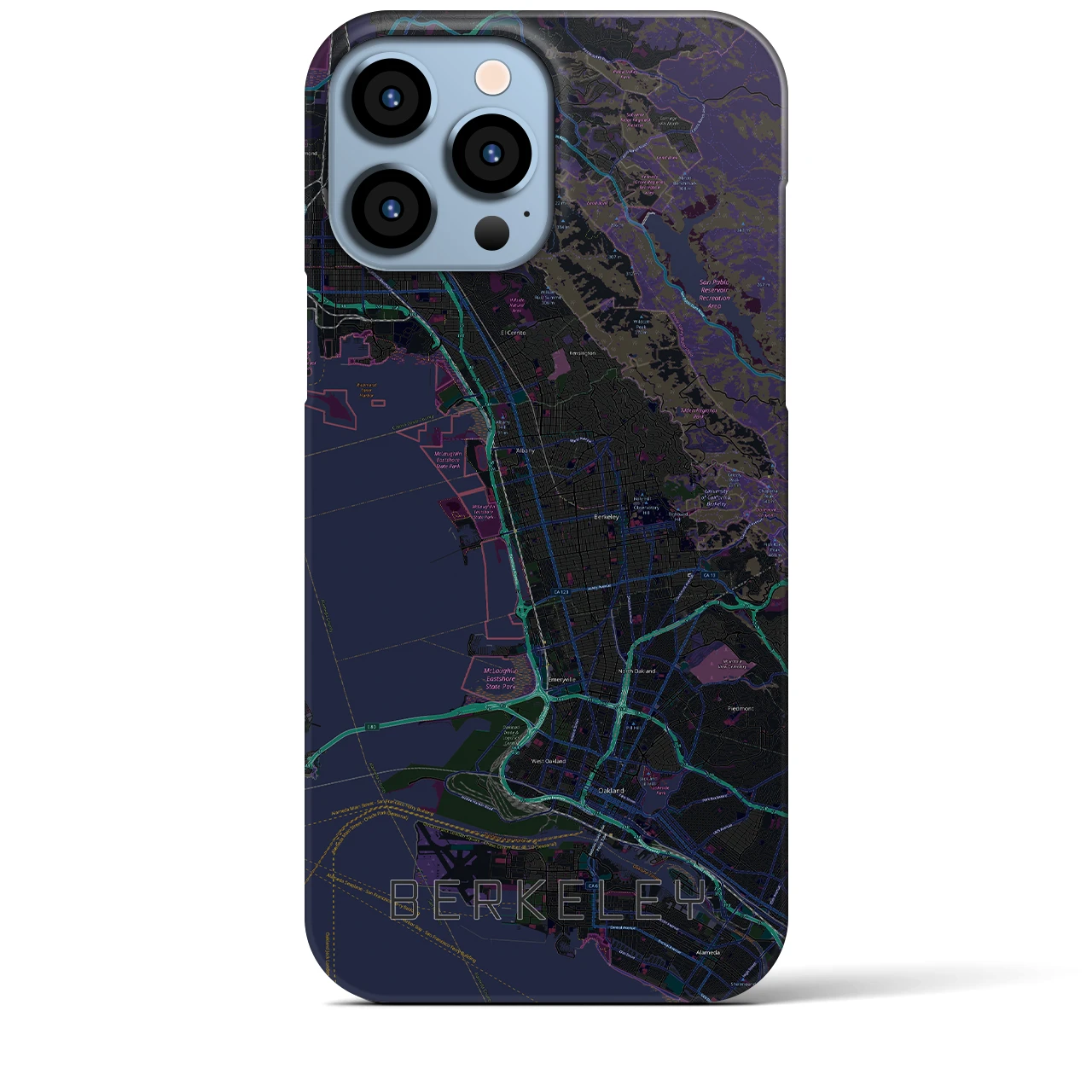 【バークレー】地図柄iPhoneケース（バックカバータイプ・ブラック）iPhone 13 Pro Max 用