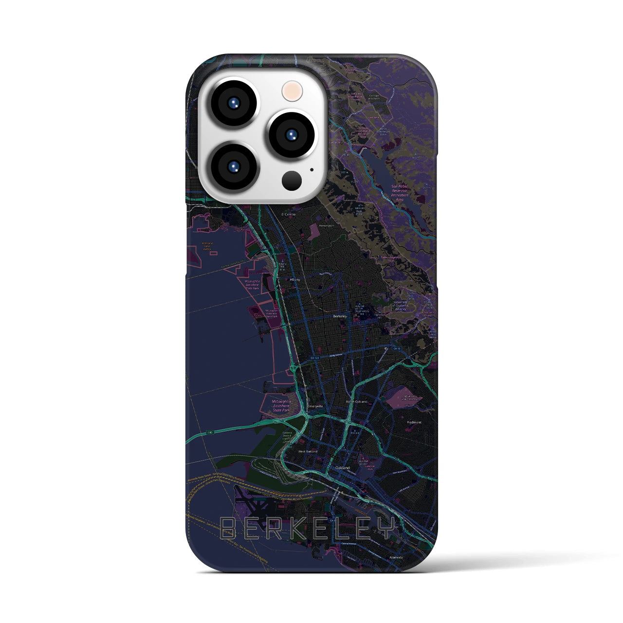 【バークレー】地図柄iPhoneケース（バックカバータイプ・ブラック）iPhone 13 Pro 用