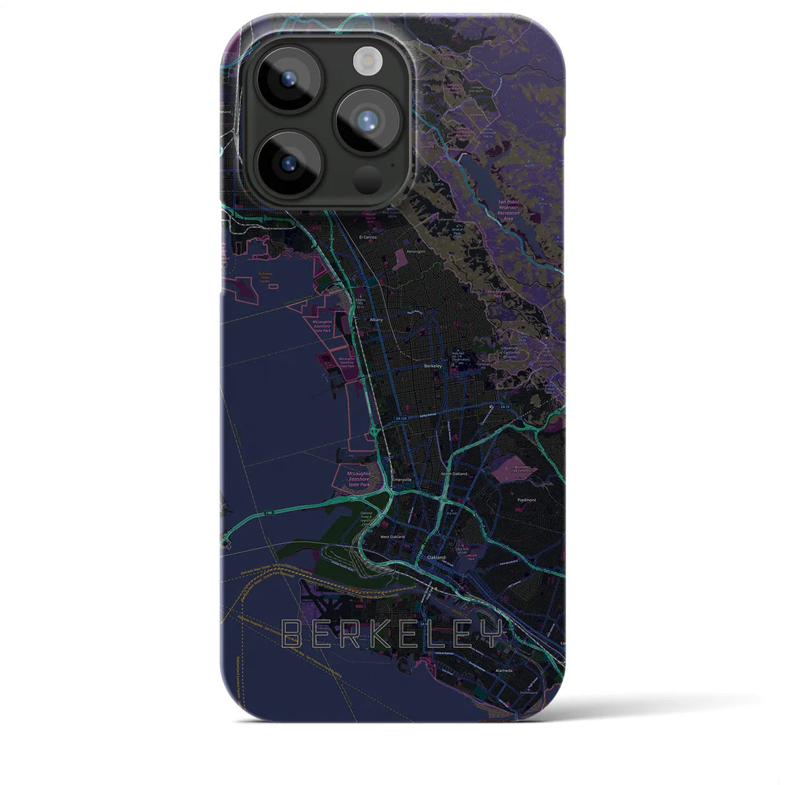 【バークレー】地図柄iPhoneケース（バックカバータイプ・ブラック）iPhone 15 Pro Max 用