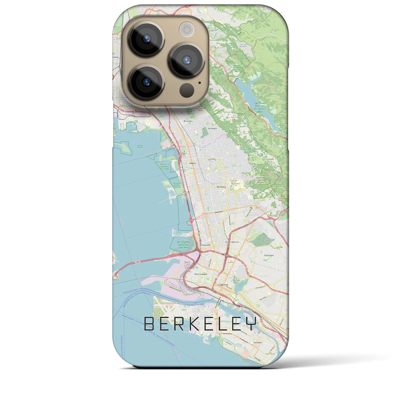 【バークレー】地図柄iPhoneケース（バックカバータイプ・ナチュラル）iPhone 14 Pro Max 用