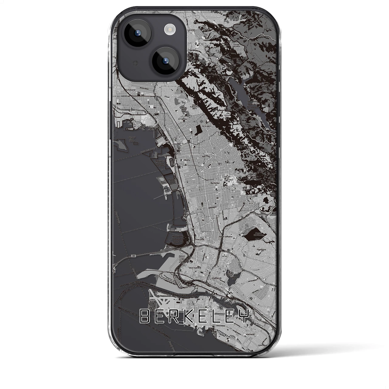 【バークレー】地図柄iPhoneケース（クリアタイプ・モノトーン）iPhone 14 Plus 用