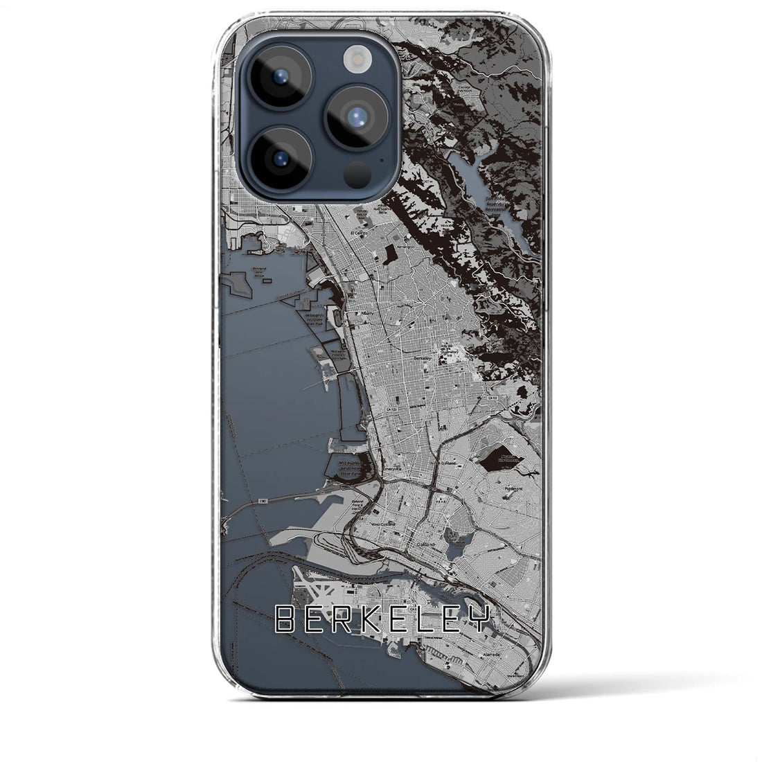 【バークレー】地図柄iPhoneケース（クリアタイプ・モノトーン）iPhone 15 Pro Max 用