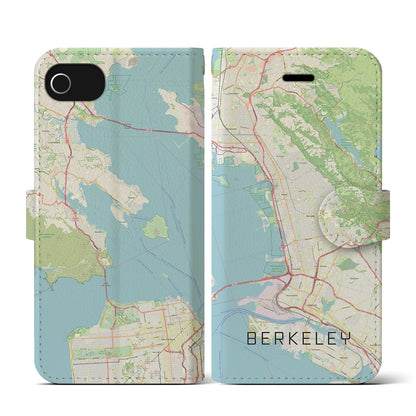 【バークレー（アメリカ）】地図柄iPhoneケース（手帳タイプ）ナチュラル・iPhone SE（第3 / 第2世代） / 8 / 7 / 6s / 6 用