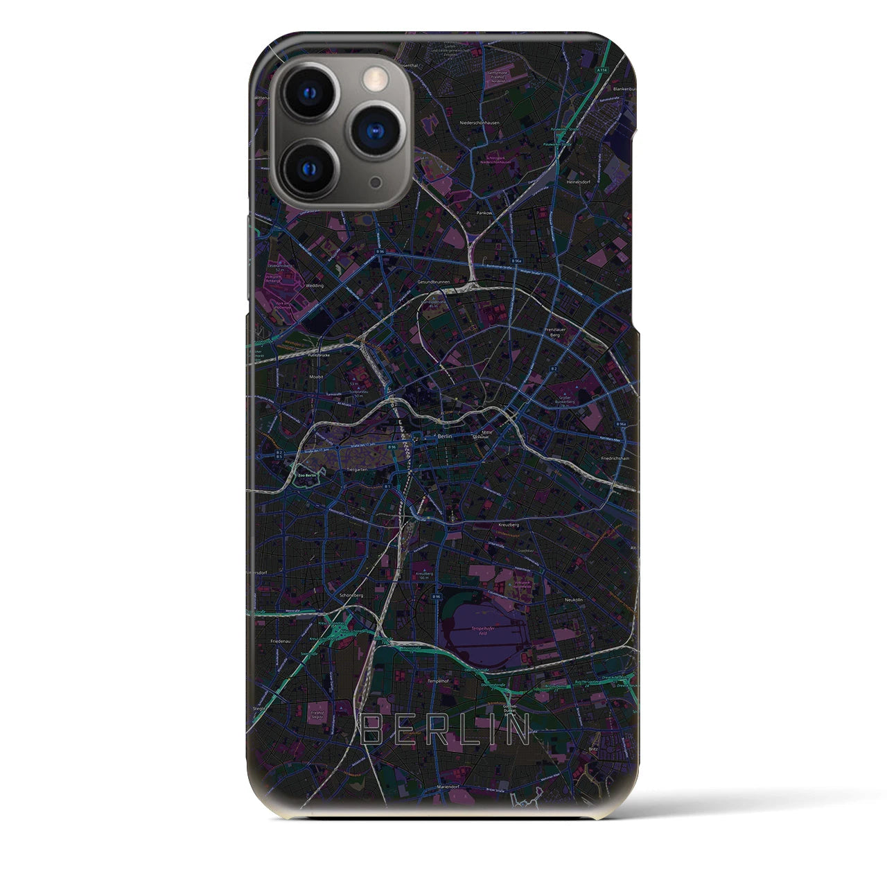 【ベルリン】地図柄iPhoneケース（バックカバータイプ・ブラック）iPhone 11 Pro Max 用