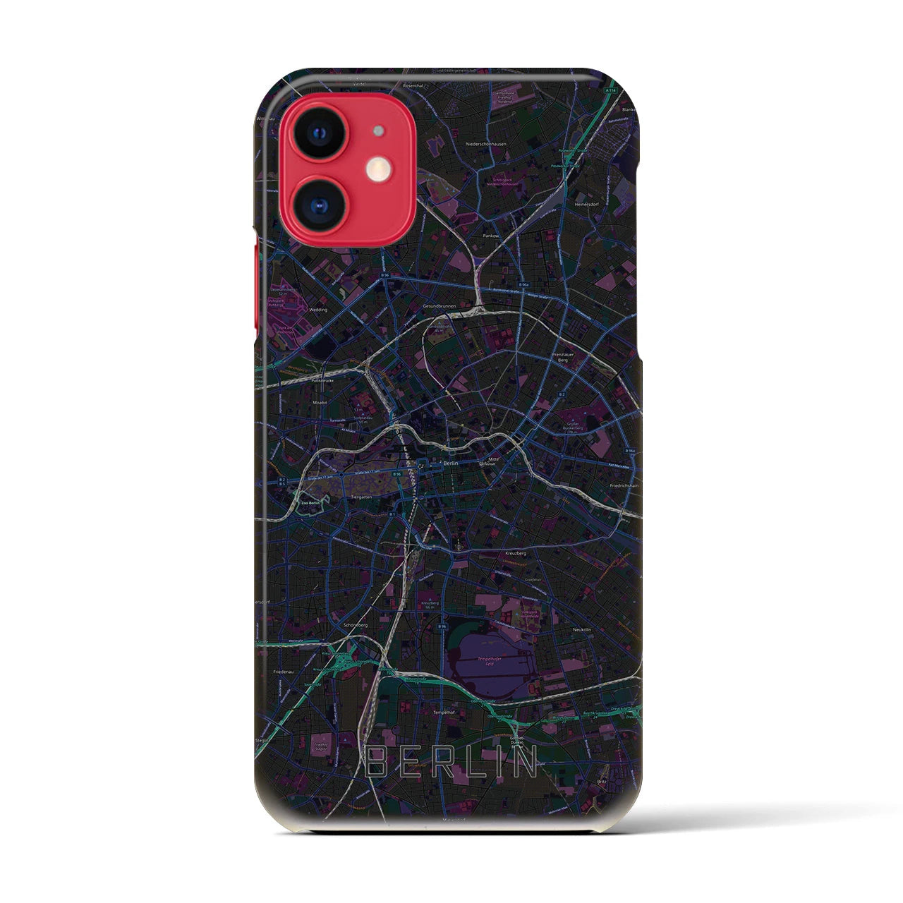 【ベルリン】地図柄iPhoneケース（バックカバータイプ・ブラック）iPhone 11 用