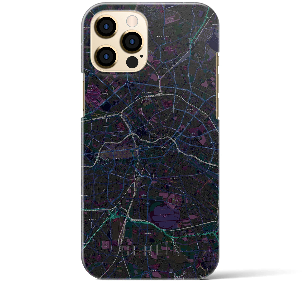 【ベルリン】地図柄iPhoneケース（バックカバータイプ・ブラック）iPhone 12 Pro Max 用