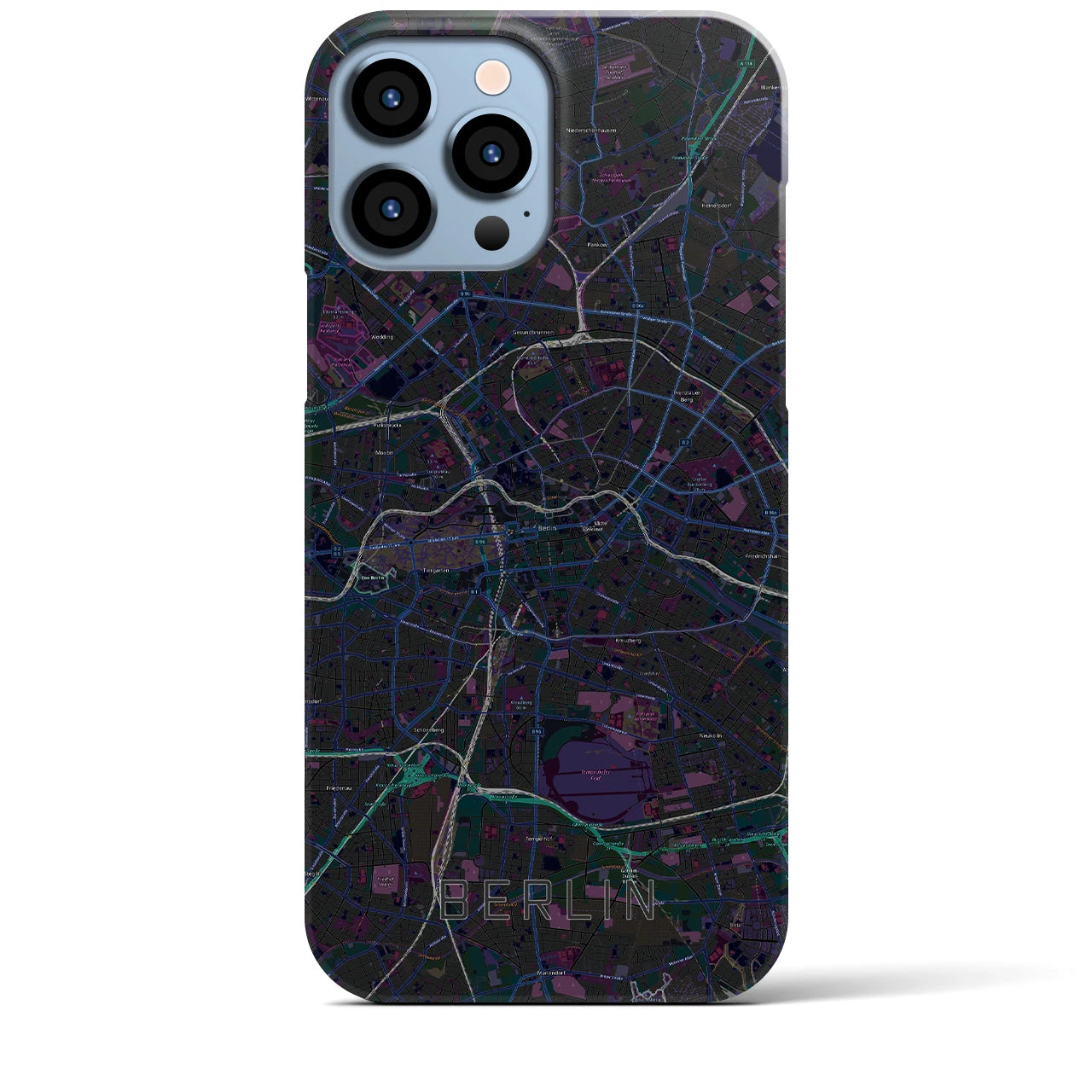 【ベルリン】地図柄iPhoneケース（バックカバータイプ・ブラック）iPhone 13 Pro Max 用