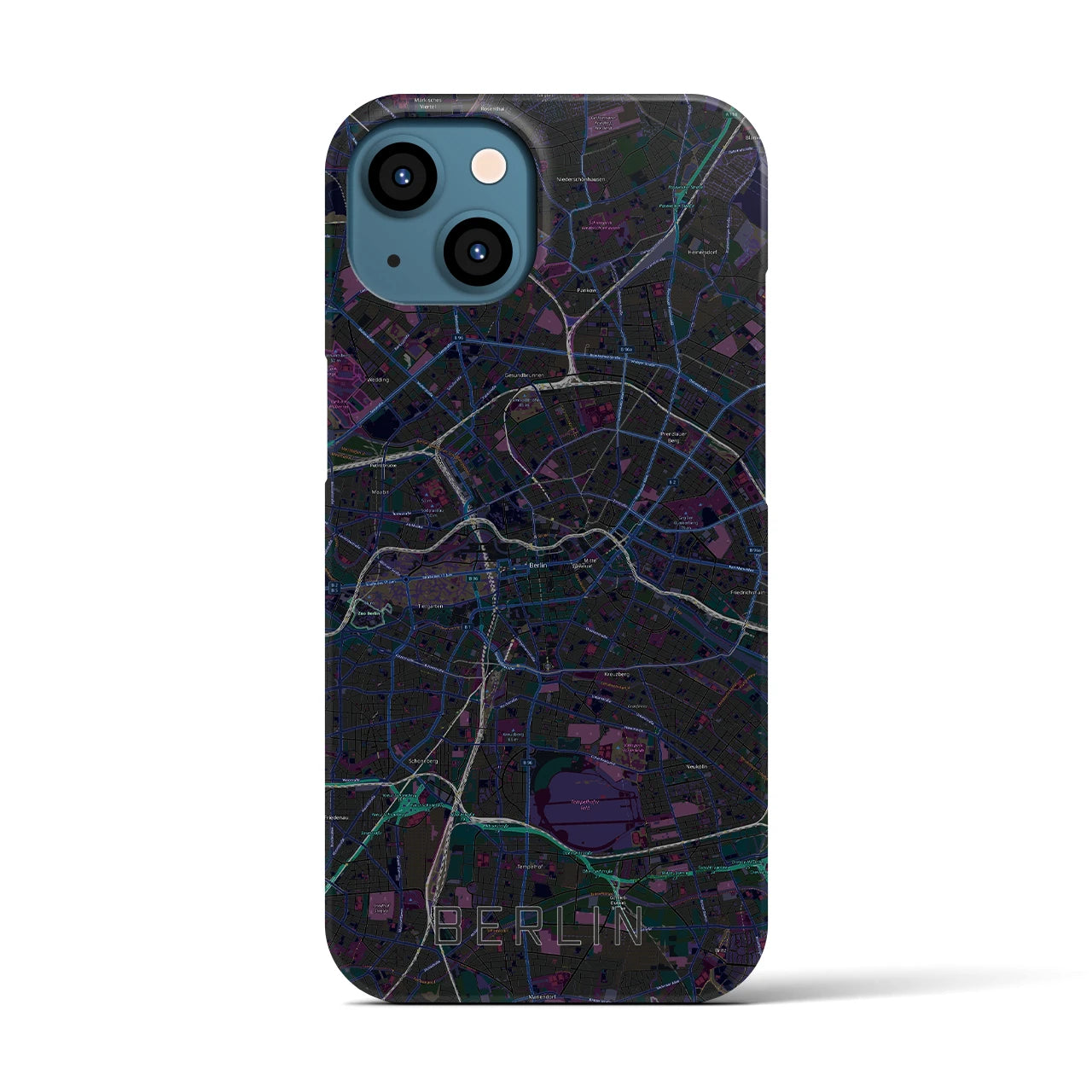 【ベルリン】地図柄iPhoneケース（バックカバータイプ・ブラック）iPhone 13 用