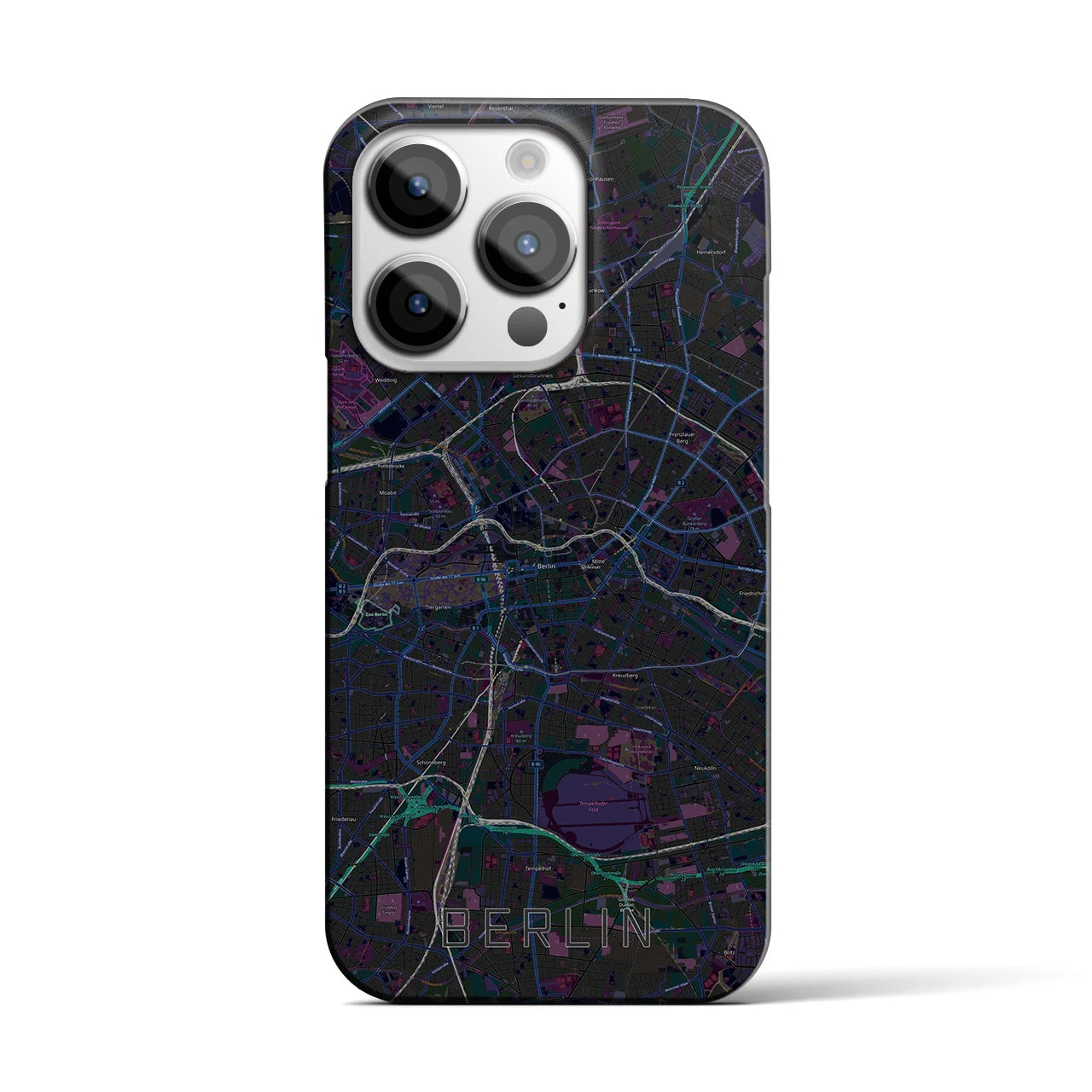 【ベルリン】地図柄iPhoneケース（バックカバータイプ・ブラック）iPhone 14 Pro 用