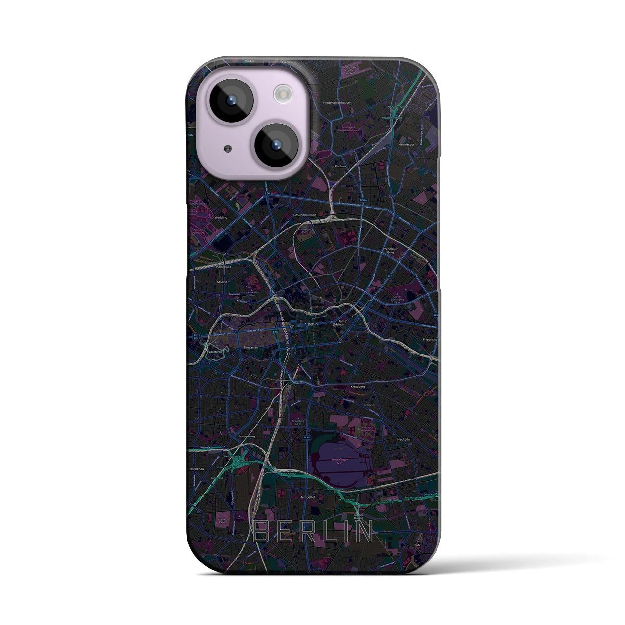 【ベルリン】地図柄iPhoneケース（バックカバータイプ・ブラック）iPhone 14 用