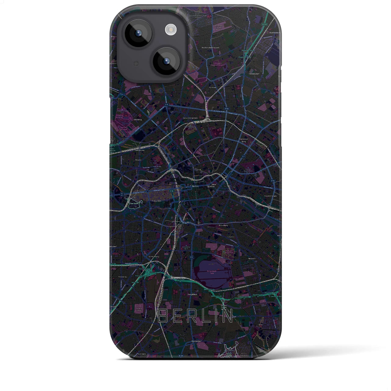 【ベルリン】地図柄iPhoneケース（バックカバータイプ・ブラック）iPhone 14 Plus 用