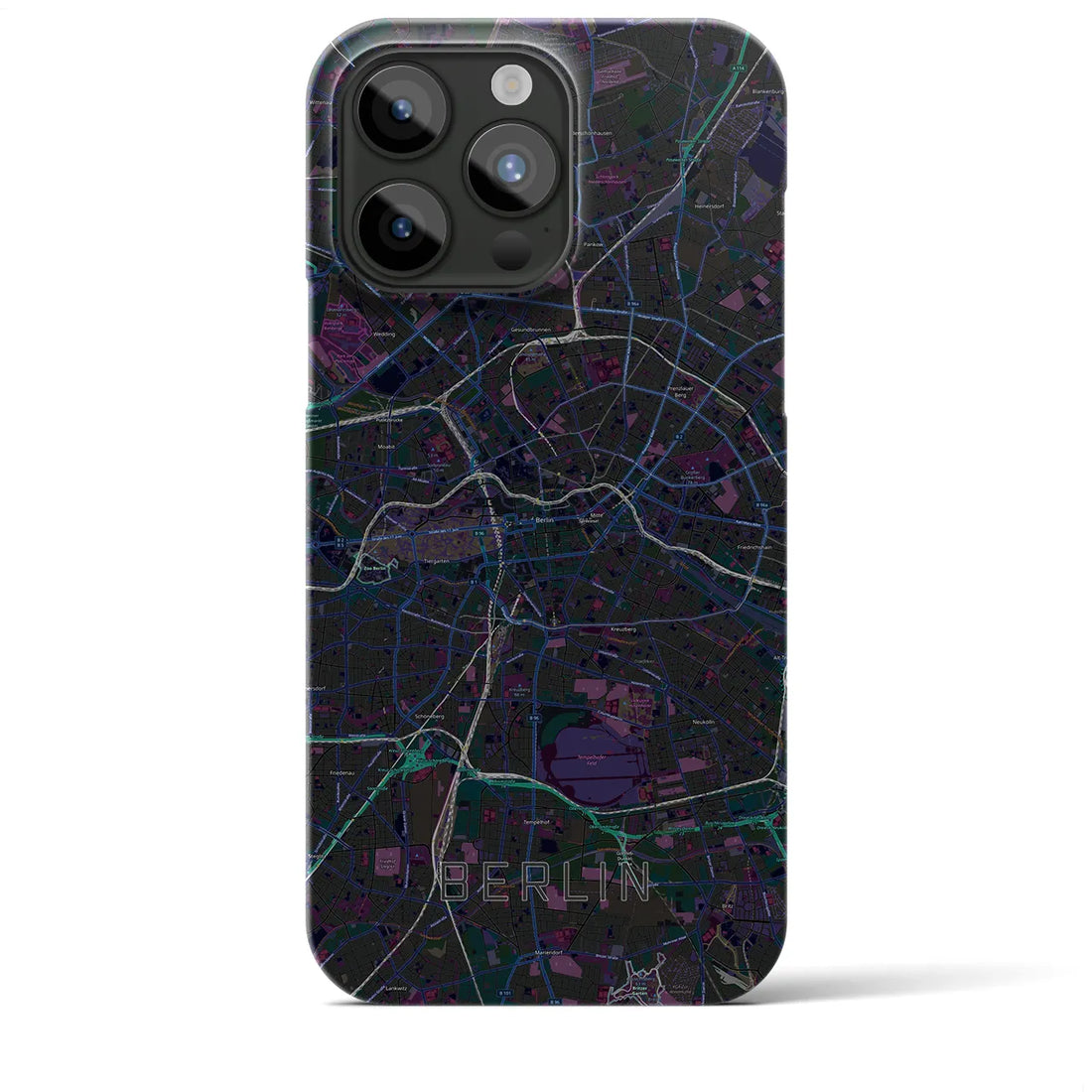 【ベルリン】地図柄iPhoneケース（バックカバータイプ・ブラック）iPhone 15 Pro Max 用