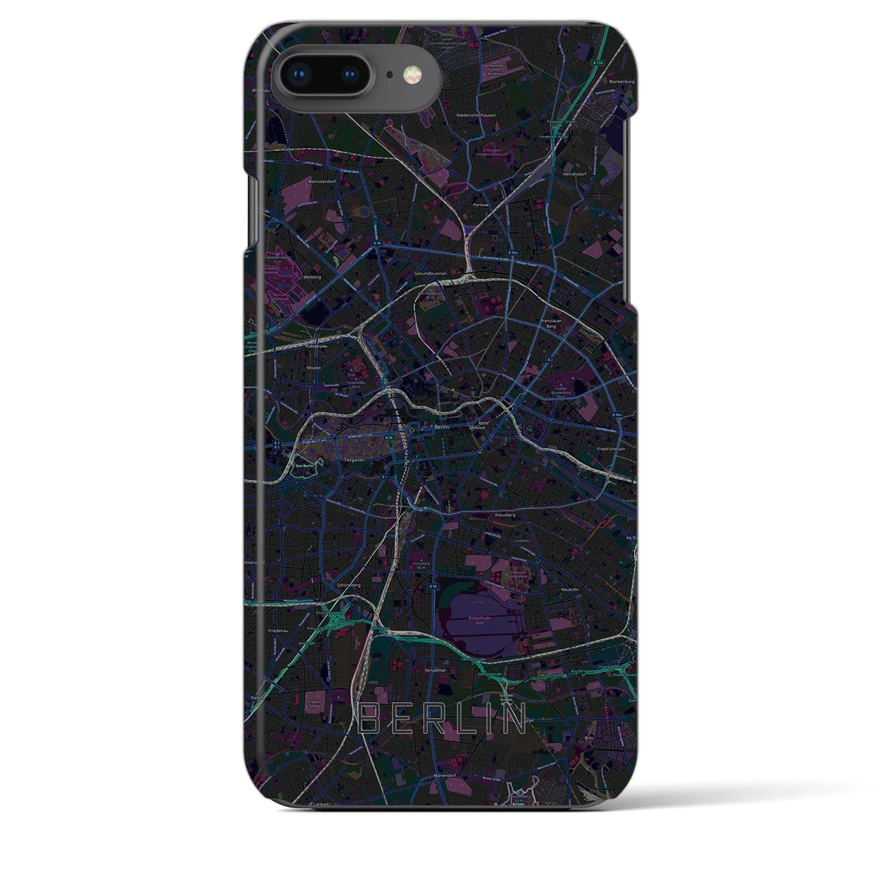 【ベルリン】地図柄iPhoneケース（バックカバータイプ・ブラック）iPhone 8Plus /7Plus / 6sPlus / 6Plus 用