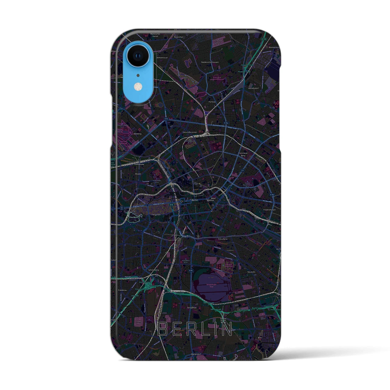 【ベルリン】地図柄iPhoneケース（バックカバータイプ・ブラック）iPhone XR 用
