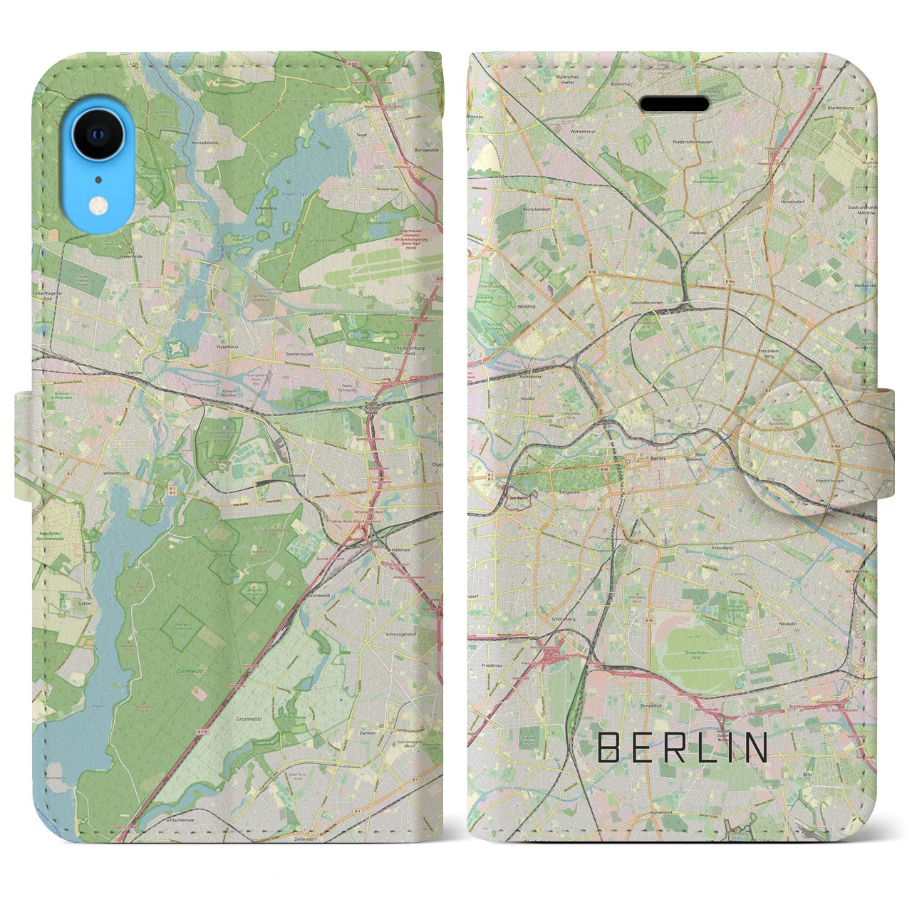 【ベルリン】地図柄iPhoneケース（手帳両面タイプ・ナチュラル）iPhone XR 用