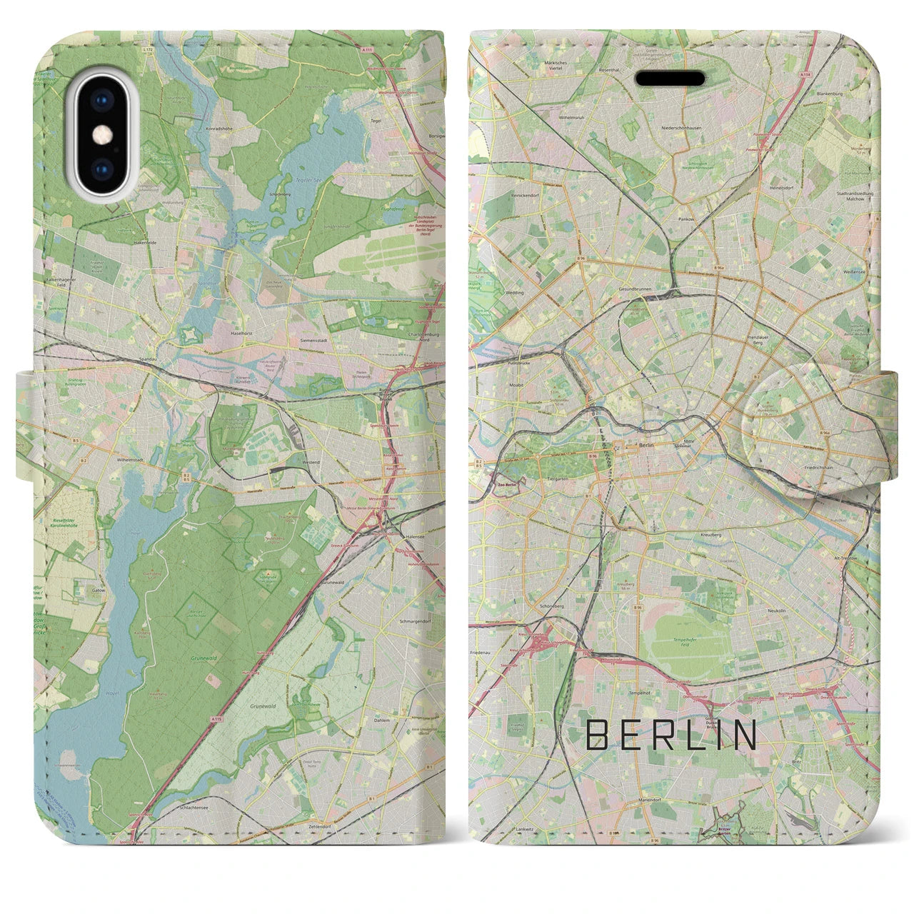 【ベルリン】地図柄iPhoneケース（手帳両面タイプ・ナチュラル）iPhone XS Max 用